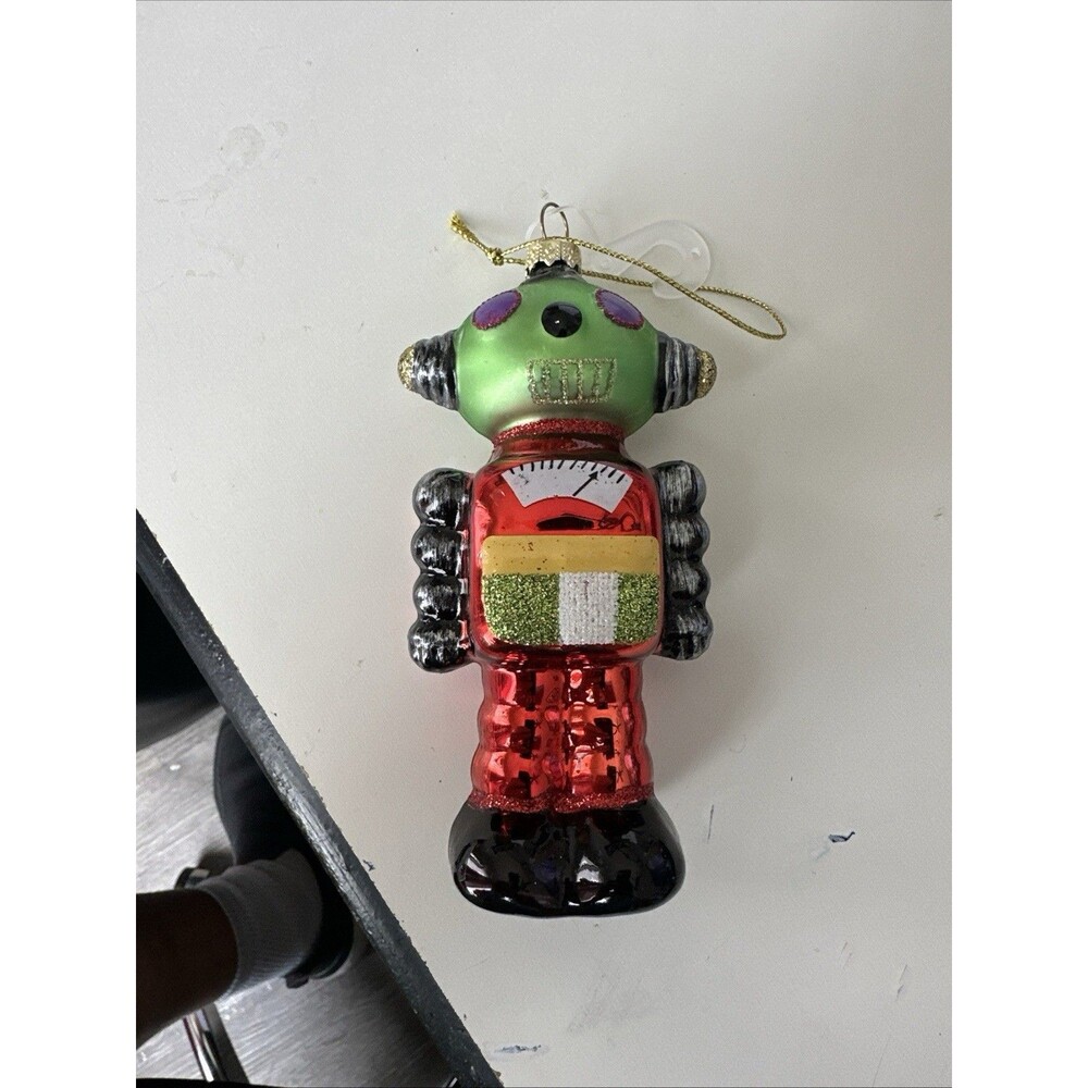Vintage Robot Blown Glass Christmas Ornament Multi Color 5” - Picture 4 of 6